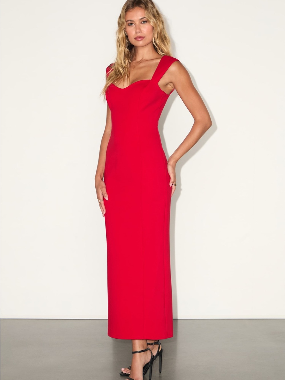 Lulus Samai Red Cap Sleeve Bodycon Midi Dress Size XS NWT